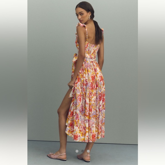 Anthropologie NWT BHLDN Sadie V-Neck Fit & Flare Linen Midi Dress size S - Picture 2 of 10